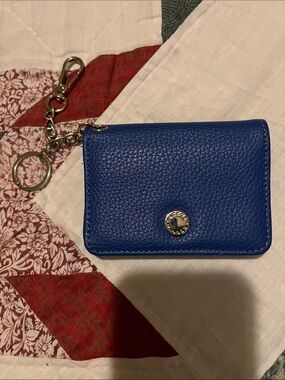 Steven By Steve Madden Cobalt Blue Pebbled Leather Cardholder Keychain